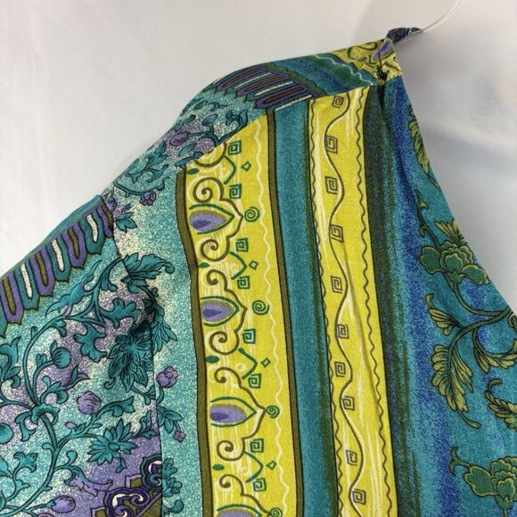 Vintage Bentley Plus Women's 20 Boho Rayon Button-Up Shirt Floral Festival Top - Picture 8 of 16